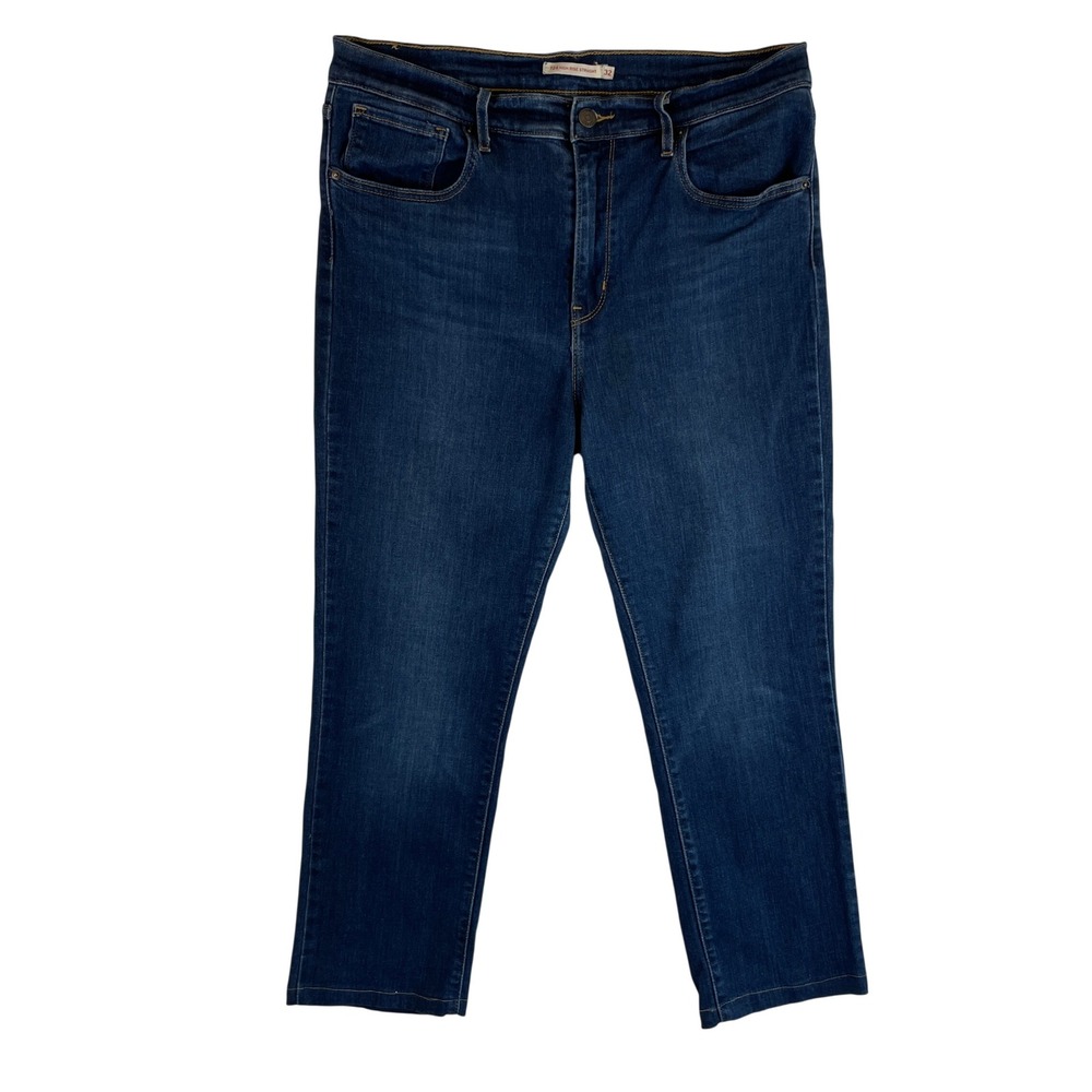 Levis 724 High Rise Straight Jeans Womens 32 Dark Wash Blue Denim Stretch 724-32